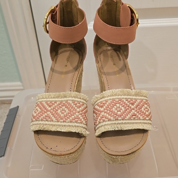 Tommy Hilfiger Pink and Cream Wedges with Bohemian Flair - Picture 1 of 11